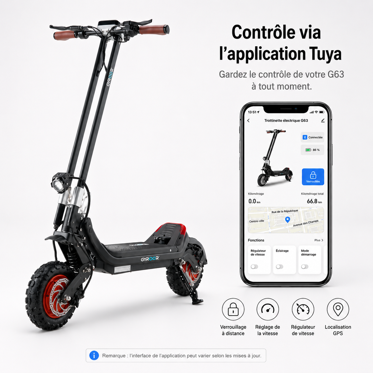 Trottinette électrique G63 Double Moteur –2400W nominal / 3000W crête